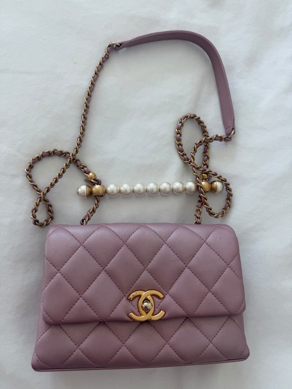 CHANEL Quilted Mini Flap Bag in Dusty Lavender with Gold Hardware